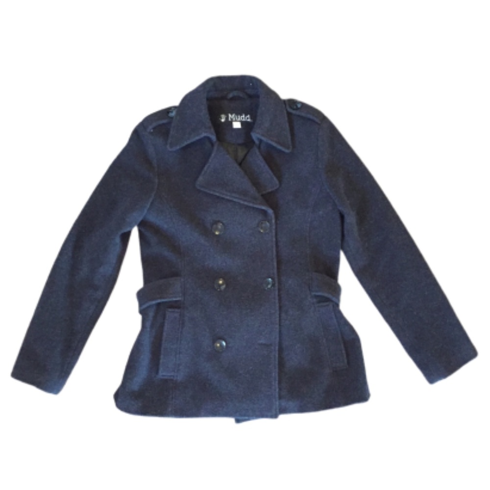 Mudd Classic Black Wool Blend Pea Coat